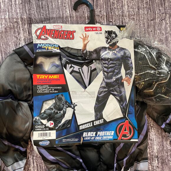 Marvel Avengers Black Panther Costume Kids Size Large NWT - Picture 2 of 2